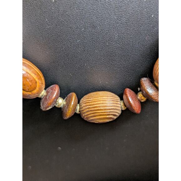 Vintage Wood Jasper Stone Bead 28" Necklace W/ Slide in Clasp. - Picture 4 of 10